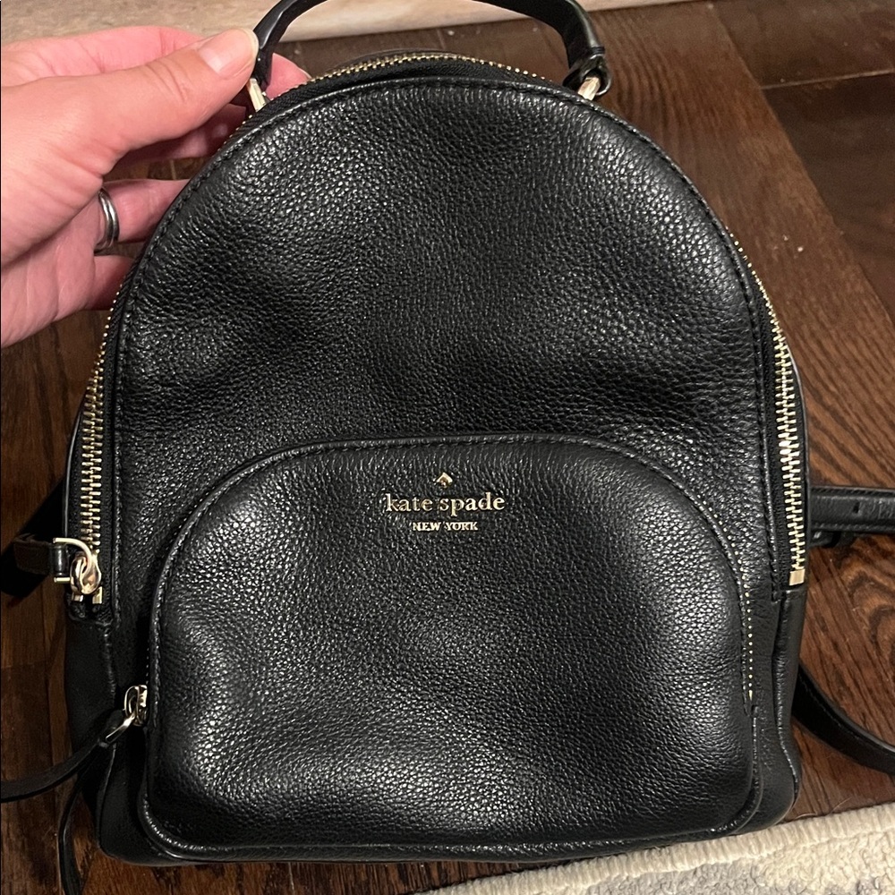 Kate Spade Black Pebbled Leather Mini Backpack
